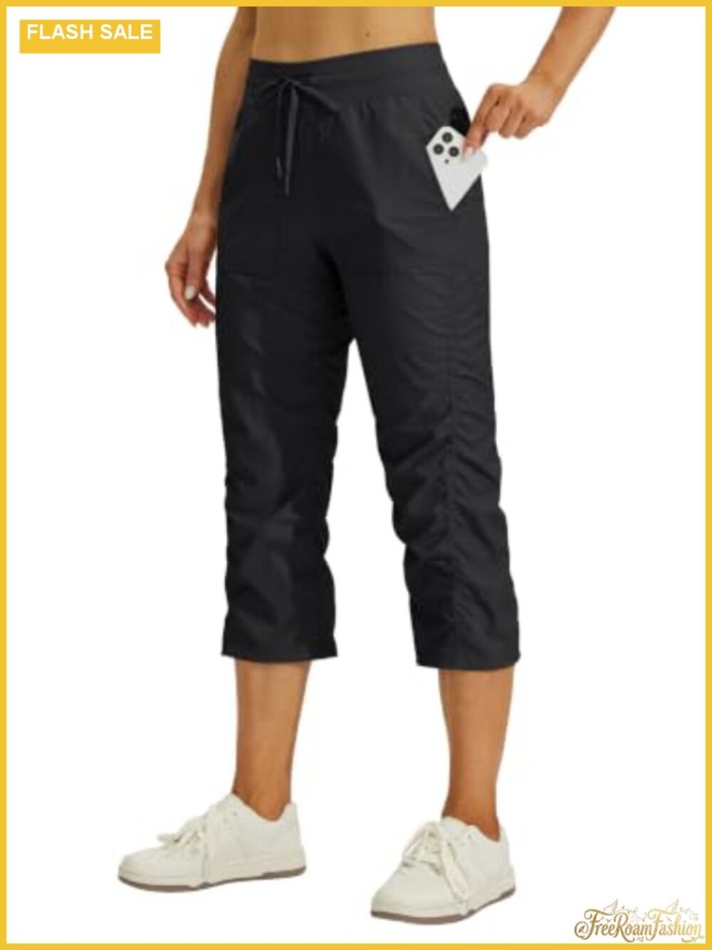 Quick-Dry Capri Pants for Women Hiking Golf Stretch Nylon Spandex
